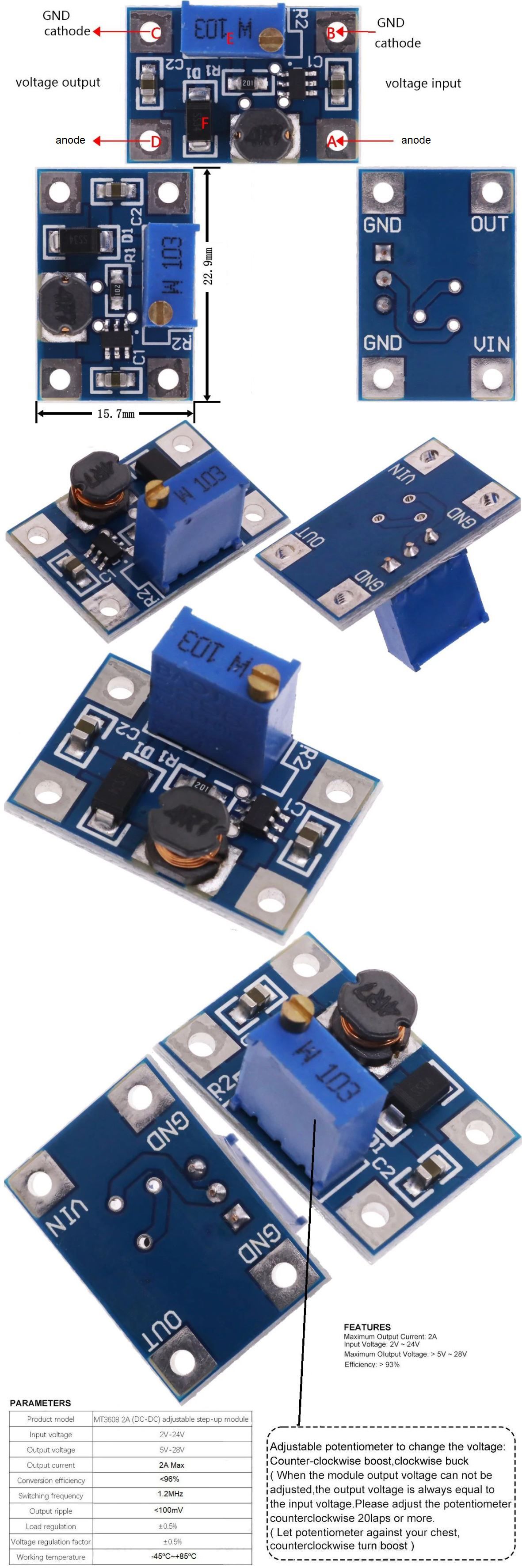 Mini Fuente DC-DC 2-24v 23x15mm